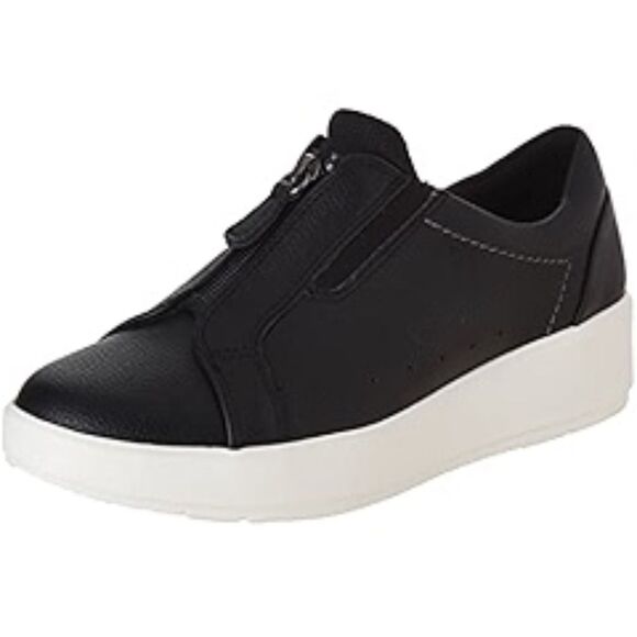Clark’s Shoes - Clarks Women's Layton Rae Black Leather Zip Casual Sneakers‎